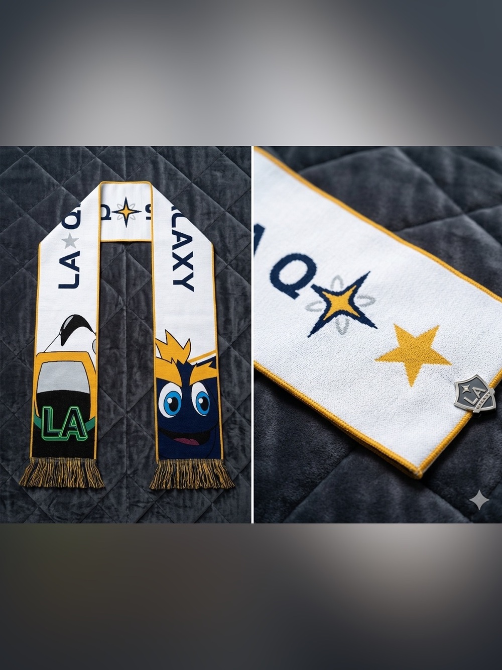 LA Galaxy Supporter Scarf flag decor Navy, White l Gold team fan soccer NWT - Picture 2 of 4